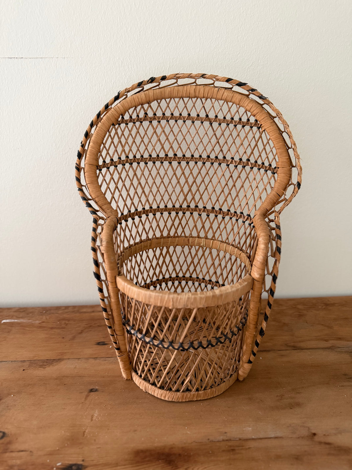 Mini bamboo peacock plant stand/ doll seat