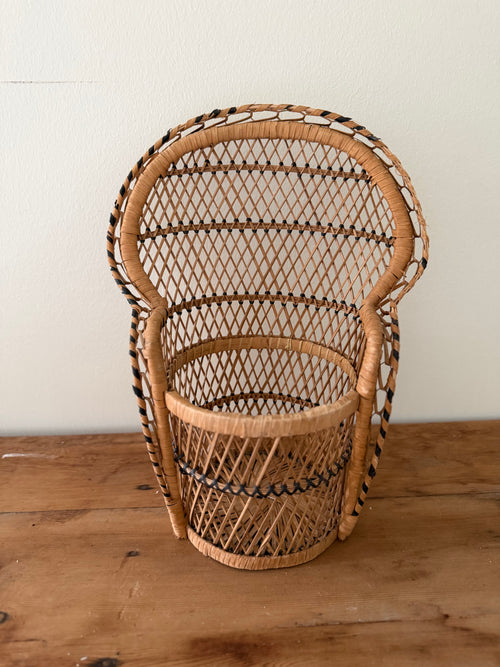 Mini bamboo peacock plant stand/ doll seat