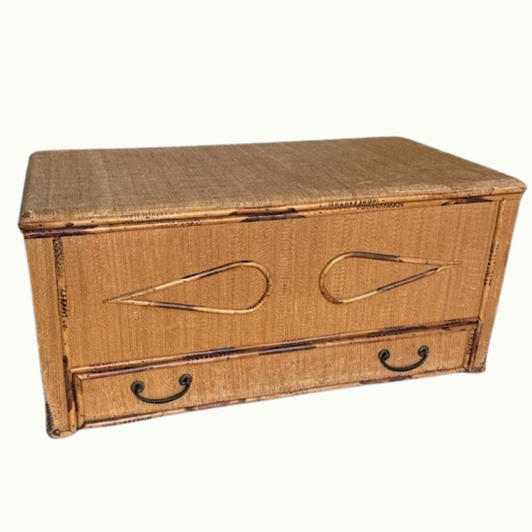 Vintage Bamboo Woven Blanket Box