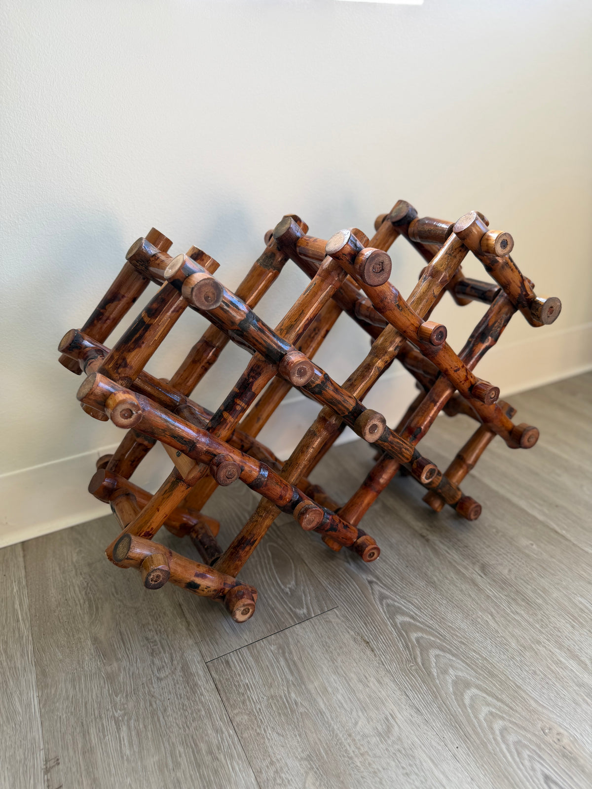 Vintage bamboo wine rack
