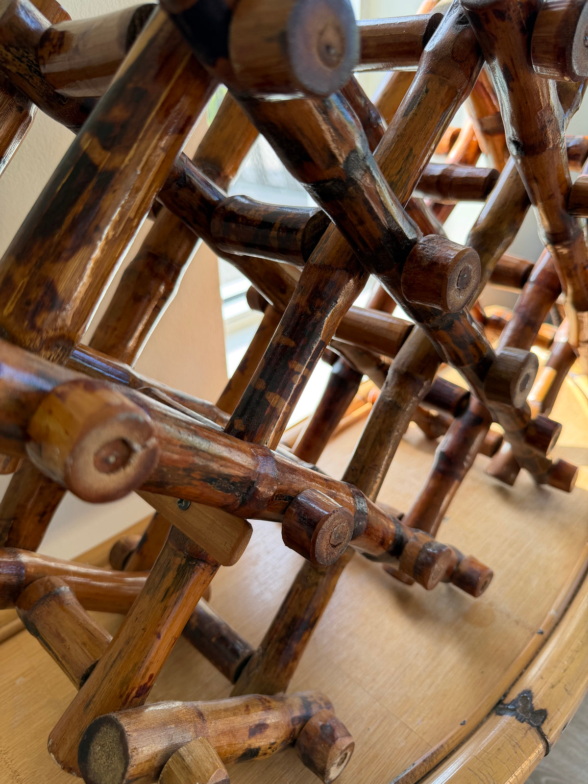 Vintage bamboo wine rack